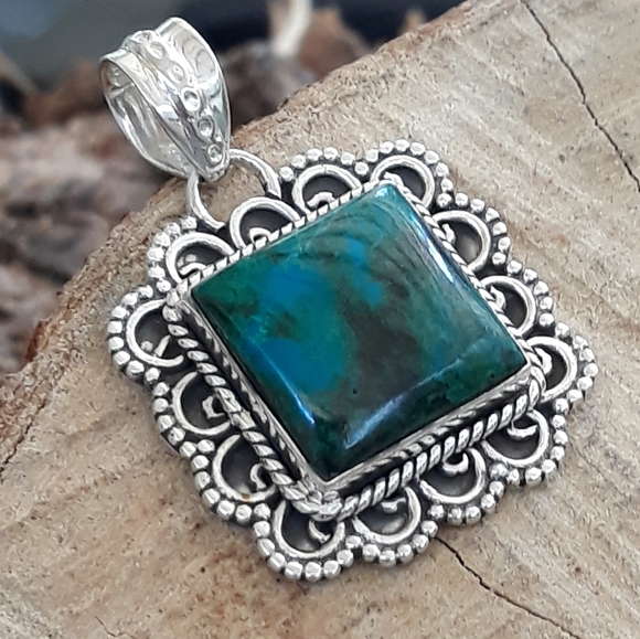 Chrysocolla Sterling Silver Pendant - Picture 2 of 6